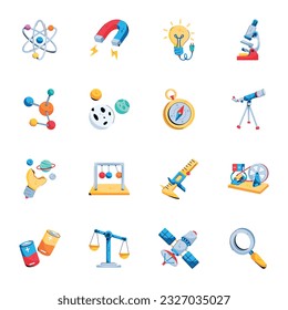 Juego de iconos planos de equipos físicos 

