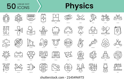Set of physics icons. Line art style icons bundle. vector illustration