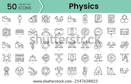 Set of physics icons. Line art style icons bundle. vector illustration