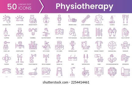 Set of physiotherapy icons. Gradient style icon bundle. Vector Illustration