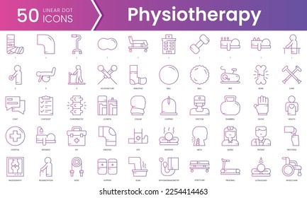 Set of physiotherapy icons. Gradient style icon bundle. Vector Illustration