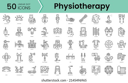 Set of physiotherapy icons. Line art style icons bundle. vector illustration