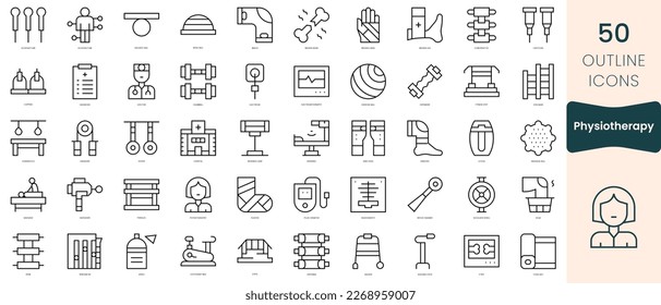 Set of physiotherapy icons. Thin linear style icons Pack. Vector Illustration