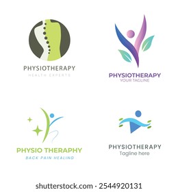 Set der Kollektion für das Design von Physiotherapie-Logos. Human Health Care, Psychologie Healthy Mind Theraphy Massage Wellness Behandlung Icon Template