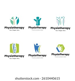 Set of Physiotherapy logo design. Orthopedic spine and physiotherapy logo design vector template.