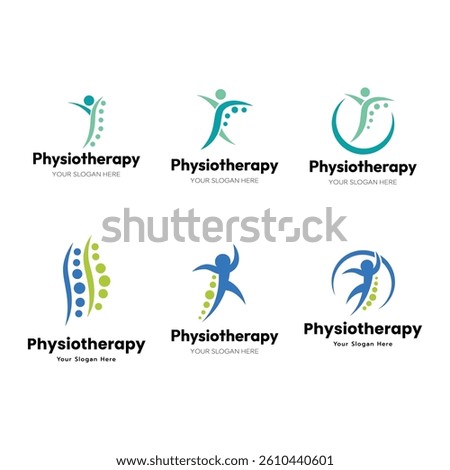 Set of Physiotherapy logo design. Orthopedic spine and physiotherapy logo design vector template.