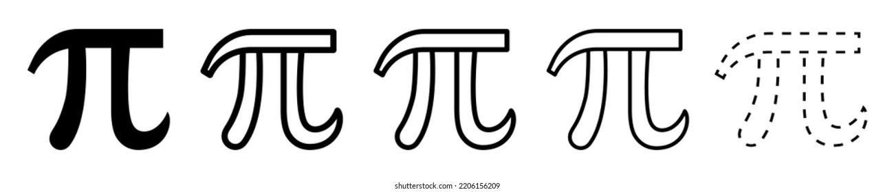 Set of Pi signs on white background. Math symbol. Vector 10 EPS.
