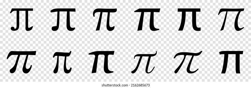 Satz von Pi-Symbolen. Vektorgrafik einzeln auf transparentem Hintergrund