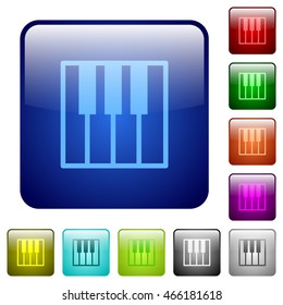 Set of piano keyboard color glass rounded square buttons