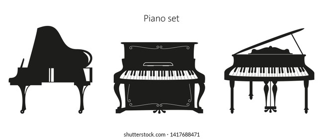 Set of piano on the white background. Vector illustration.