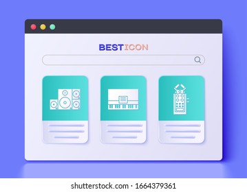 Set Piano, Stereo speaker and Microphone icon. Vector