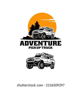 set of pick up truck adventure logo design svg