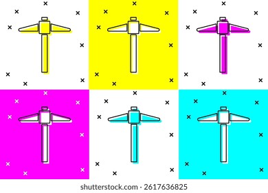 Set Pickaxe icon isolated on color background.  Vector