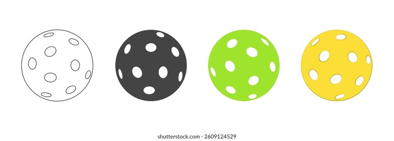 Set of pickleball balls. Sport accessory. Vector illustration