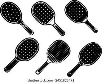 Set of Pickleball Bat Silhouette vector illustration