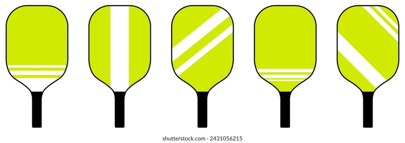 Set of pickleball racket. Sport concept. Vector illustration isolated on white background 
