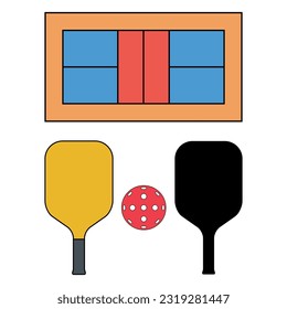 Set of Pickleball racket sport, indoor paddle icon, web flat symbol vector illustration .