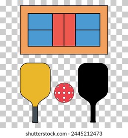 Set of Pickleball racket sport, indoor paddle icon, web flat symbol vector illustration .