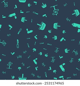 Set Picnic basket, Road traffic sign, Knife and Thermos container on seamless pattern. Vector