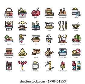 Set of picnic thin line and pixel perfect icons for any web and app project. 