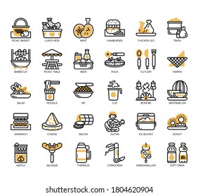 Set of picnic thin line and pixel perfect icons for any web and app project. 