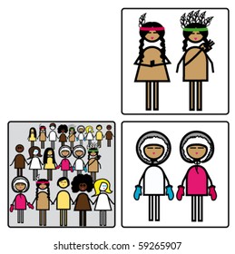 Set of pictogram focus on color of skin.