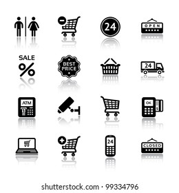 Set pictogram supermarket services, Shopping Icons