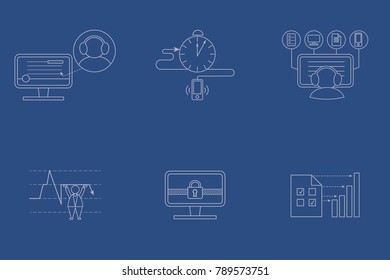 Set of pictogram for web site. Simple linear icon for your business.