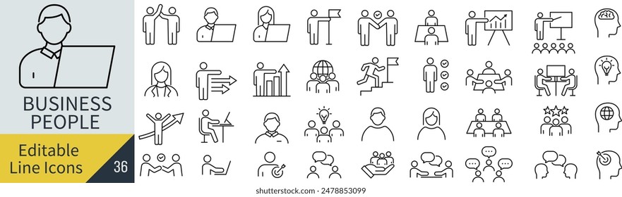 Set of Pictograms of Business-related Line Drawings