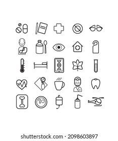 Set of pictograms for medicine, symbols collections, hospital, doctor, clinic, health, care, disease, specialist