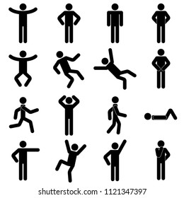 Set Pictograms People Poses Silhouettes 16 Stock Vector (royalty Free 