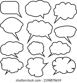 Establecer una imagen en blanco estilo de arte pop burbuja de texto cómico aislada en fondo blanco. Diálogo del libro de historietas nube vacía, cuadro de dibujos animados espaciales arte pop. Conversación creativa explosión del esbozo