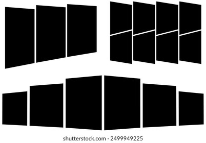 Set of picture collage design by Square and rectangle shape. photo frame decorative layout. abstract vector for family wall album, place travel, people and business photo on it.