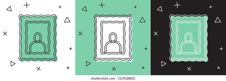 Set Picture frame on table icon isolated on white and green, black background. Valentines Day symbol.  Vector