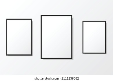 Establece El Marco De Imagen Plateado En Fondo Gris. Vector