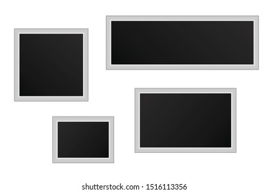 Set Picture Frame or Tv Screen Isolated On White Background. Vector