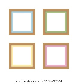 set of picture frames brown color, vintage frame image cute, frames picture chic luxury on white background (vector)