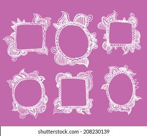  Set picture frames, hand drawn vector illustration.