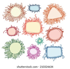  Set picture frames, hand drawn vector illustration.