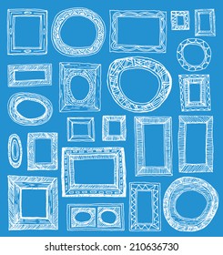  Set picture frames, hand drawn vector illustration.