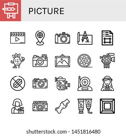 Set Of Picture Icons Such As Easel, Clapperboard, Placeholder, Camera, Design, Artboard, Selfie, Photographer, Picture, Film Roll, Cinema Camera, No Food, Old Video Camera , Picture