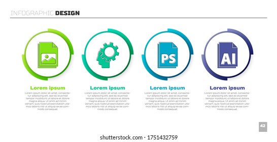 Set Picture landscape, Human head with gear inside, PS File document and AI file document. Business infographic template. Vector