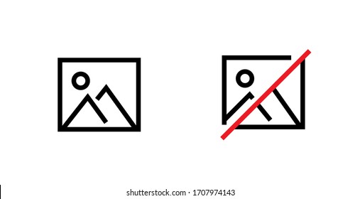 Establecer icono Imagen y Sin imagen. Vector de línea editable. Sin imagen, sin foto o sin imagen para tu sitio web o aplicación móvil.