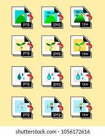 Set of picture program file formats icons for business ,Image file extensions,vector.