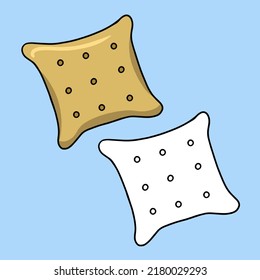 Conjunto de imágenes, galletas cuadradas de color amarillo seco, ilustración vectorial en estilo de dibujos animados sobre un fondo de color
