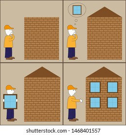A set of pictures about building a house