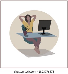 Set of pictures about freelancing, creative and IT professions, education. Work and study online. Gadgets, computer, phone. The boys and girls. People and the Internet. Vector isolated image.