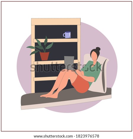 Set of pictures about freelancing, creative and IT professions, education. Work and study online. Gadgets, computer, phone. The boys and girls. People and the Internet. Vector isolated image.