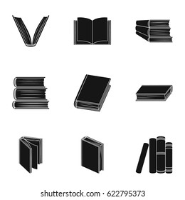 A set of pictures with books. Books, notebooks, studies. Books icon in set collection on black style vector symbol stock illustration.