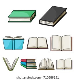 A set of pictures with books. Books, notebooks, studies. Books icon in set collection on cartoon style vector symbol stock illustration.